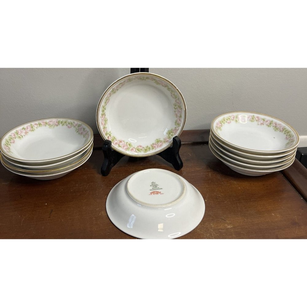 11 Vintage Bavarian Tirschenreuth Floral Pattern 2755 Desert Bowls